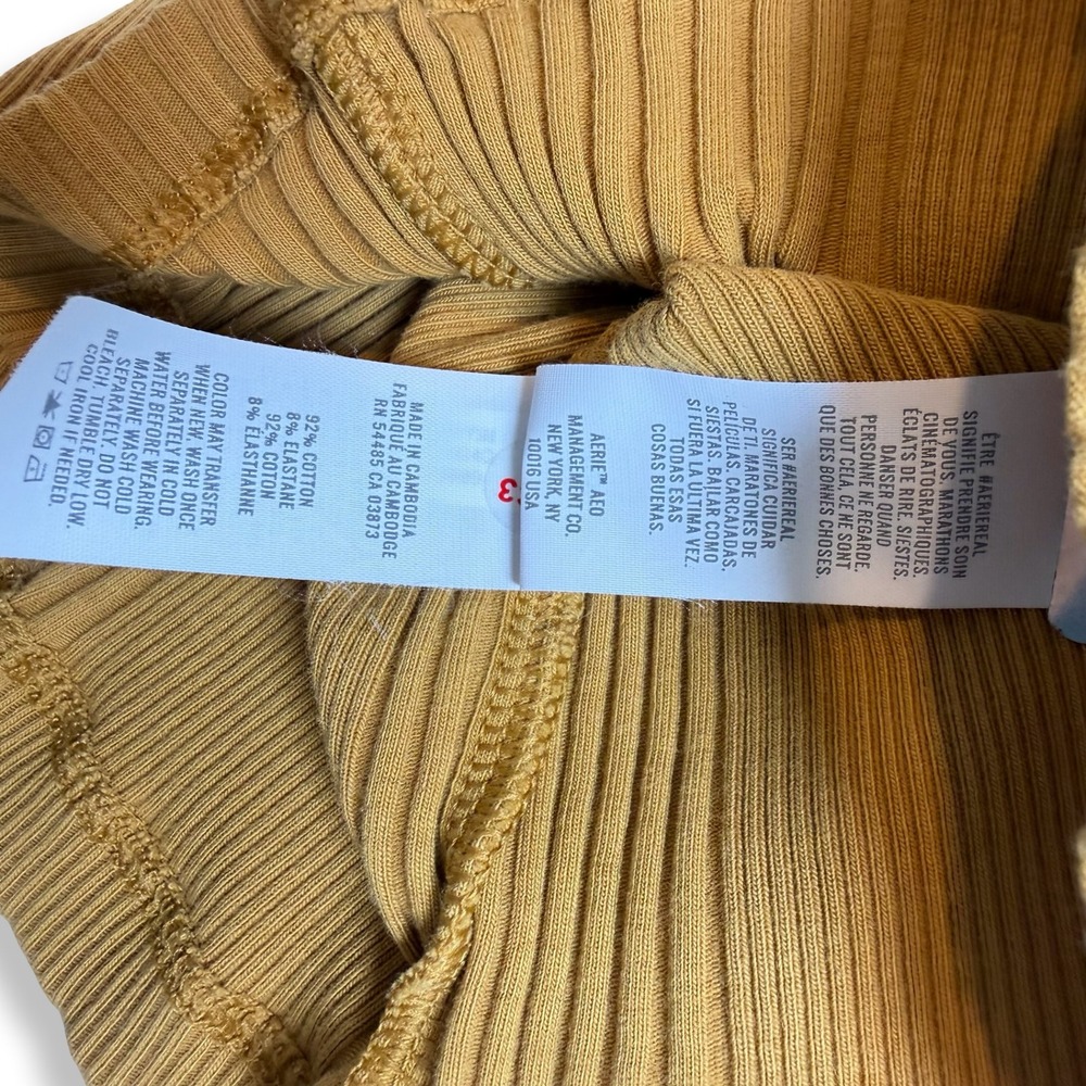 Aerie Ribbed Racerback Tank Top Mustard Yellow Ochre Small S 37F5G4Q - Picture 6 of 7